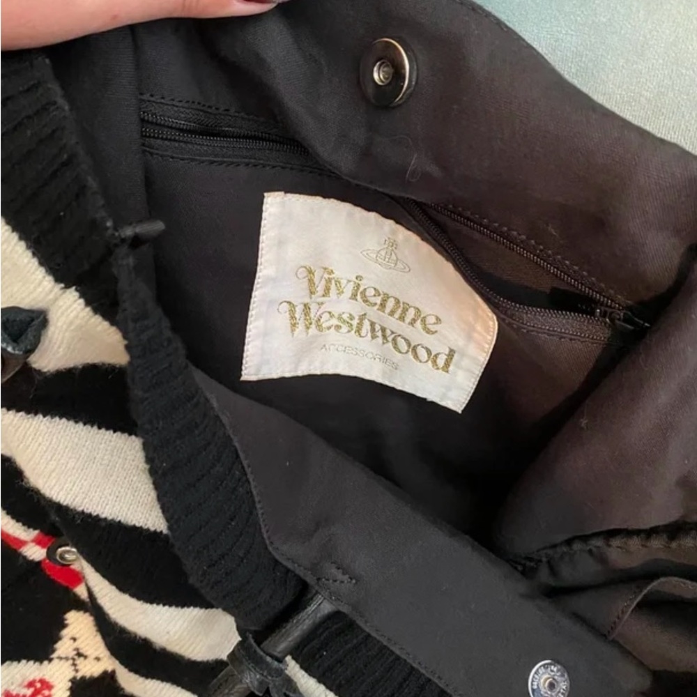 Rare Vivienne Westwood Black, White & Red Striped Tote with Skeleton Bear Motif - Picture 7 of 8